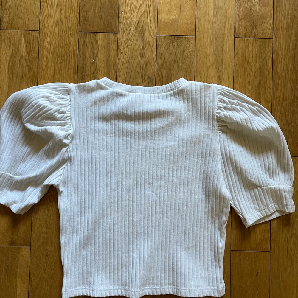 Zara White Ribbed Blouse - Picture 3 of 5